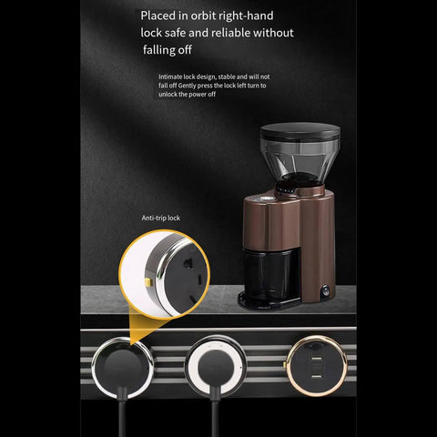 Top Notch Wall Mounted Track Power Strip Featuring Slick Sliding Sockets Multipurpose Surge Protection Rail Gonna Fit Your Home Office Or Kitchen Perfectly Gold Finish At 100 Cm showing outlets and anti-trip lock mechanism.