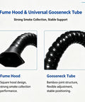 Fume Hood and universal gooseneck tube for Heavy Lift Dual Station Solder Fume Extractor, strong smoke collection design.