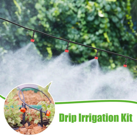 656 Ft Drip Irrigation Kit with 1 Quarter Inch Tubing and 274 Accessories DIY Ready for Greenhouse Garden Watering Mist System