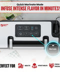 Heavy Duty Vacuum Sealer Machine Packing 90Kpa Suction And Double Seal To Keep Your Groceries Farm Fresh Built In Cutting Blade And Removable Drip Tray A Total Game Changer For Meat Soups Snacks control panel with marinate button.