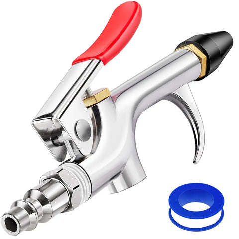 Four Piece Air Blow Gun Kit With Two Way Connection One Quarter Inch Quick Fitting And Rubber Tip built tough chrome plated zinc