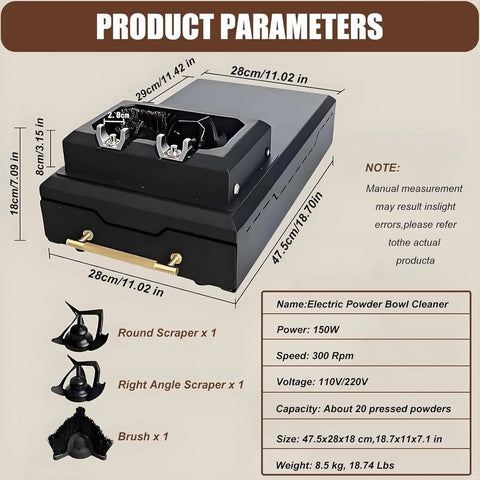 Heavy Duty Electric Portafilter Cleaner For 58mm Espresso Shops Automatic Coffee Grounds Knock Box With 150W Motor dimensions and features.