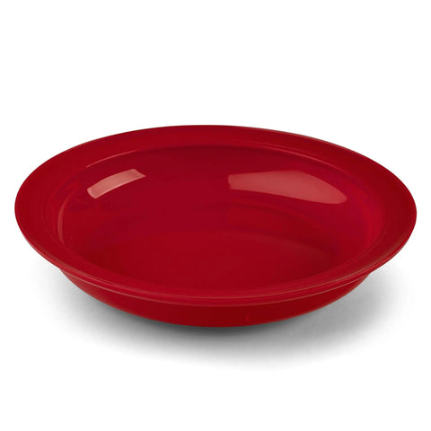 Spillproof Lip Plate With Inner Lip Wall For Adults Red 9 Inch Non Slip Adaptive Plate displayed at angle