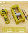 Heavy Duty Door Hinge Routing Template Fits Three To Five Inch Hardware For One Point Three Eighths Inch Or Three Quarters Inch Thick Boards on a wooden surface with measurement markings.