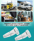 Two Pack Heavy Duty Chrome Zinc Alloy R V Door Hinges For Travel Trailers And Fifth Wheel Campers Plus Walk In Refrigeration Cooler Mounts And Bbq Grill Smocer Hardware Kit Wit Complete Bolt Set Inclued with polished chrome finish.