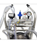 Close-up of the Electric Milking Machine For Cows And Goats, 110V Oil-Free Vacuum Pump Milker, with stainless steel components