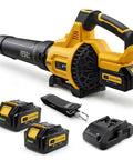 Cordless Leaf Blower 650 CFM With 3 Speed Levels And 1200W Power, Dual 5.0Ah Batteries Included And Fast Charger, ideal for cleaning.