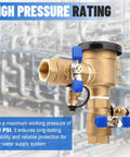 Brass 3/4-inch pressure vacuum breaker assembly with blue lever handles for irrigation systems