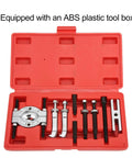 9 Piece Bearing Separator Puller Set Portable Bearing Removal Tool Kit Metal Bearing Splitter in open ABS plastic tool box