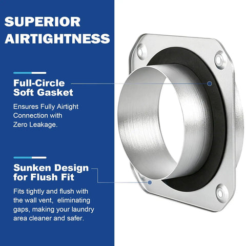 Magnetic Dryer Vent Connector Kit 4 Inch Flexible Duct Hose 3.3 Ft focus on airtight soft gasket and flush fit design.