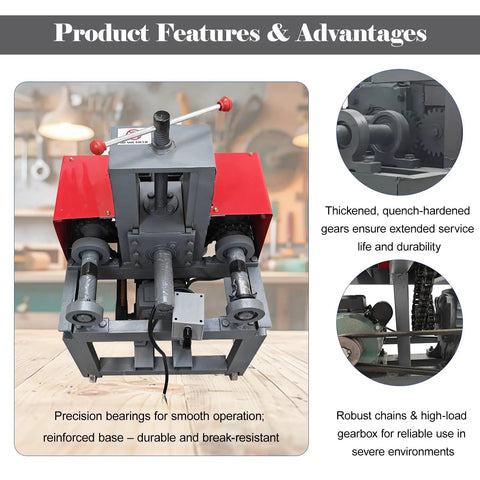 Dinenovate 2.2Kw Electric Pipe Bender Machine For Square And Round Tubing Cold Bending Tool with precision bearings and reinforced base.