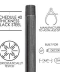 One Half Inch By One Inch Black Pipe Nipple Ten Pack Malleable Cast Iron Close Nipples For Dope Industrial Decor, schedule 40, ASTM A53 spec.