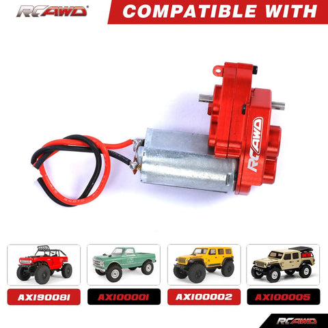 55T Brushed Motor And 88T Transmission Upgrade for 1 24 Scale SCX24 Deadbolt Wrangler Gladiator Bronco Crawlers shown with red casing