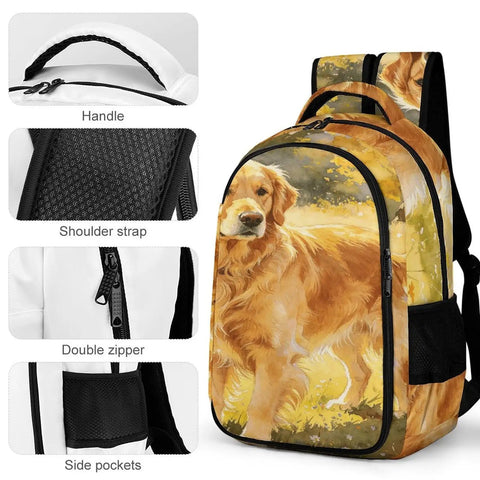 Dope Warm Autumn Pet Floral Printed Unisex Backpack with large capacity, polyester fabric, smooth zipper, easy to clean