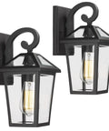 Outdoor Wall Light Fixtures Decked Out Set of 2 Waterproof Exterior Lanterns with Glass Shades Matte Black Sconce for lighting