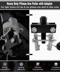 Beefy Heavy Duty Pitman Arm Puller With Adapter and Adjustable Jaws in use on vehicle component