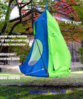 Waterproof Hanging Swing Tent Cover For 40 Inch Round Saucer Disc Nest Hammock Chair in backyard with trees.