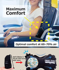 Inflatable Travel Lumbar Pillow For Airplane Seats, Adjustable Lower Back Support Cushion For Long Flights attached to seat