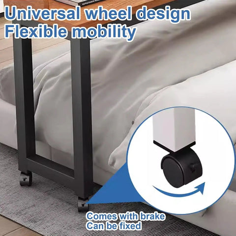Heavy Duty Adjustable Height Rolling Desk Cart With Smooth Gliding Casters And Rock Solid Oak Finish Top ergonomic wheels detail