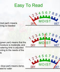 Diagram showing Easy To Read moisture gauge levels for Portable Plant Moisture Meter No Battery Needed Plug And Play Indoor Outdoor Soil Tester Kit Hygrometer For Houseplants Easy To Read Moisture Gauge To Help Healthy Roots And Growth.