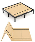 Foldable Twin Bunkie Board And Low Profile Box Spring Keep Your Mattress Firm With This Rock Solid Support Frame, shown in flat and foldable positions.