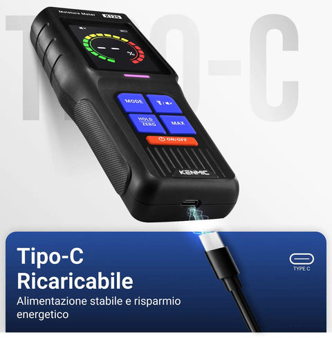 Pinless Moisture Meter For Drywall And Wood With Noninvasive Detection And Accurate Humidity Readings A Handy Tool For Drywall Masonry Hardwood Softwood Depth Up To Three Quarters Inch, USB-C rechargeable