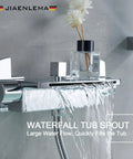 Wall Mount Tub Faucet Chrome Waterfall Dope Style With Sprayer and Hand Shower Brass Tub Filler With 2 Handles Lead Free Brass