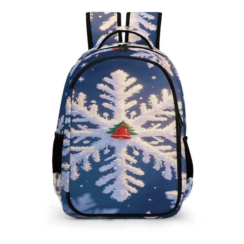 Christmas Frost Snowflake Print Unisex Backpack with large capacity durable polyester material