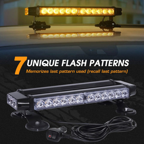 LINKITOM Roof Top LED Strobe Light Bar, amber double-sided, 30 LEDs, magnetic base