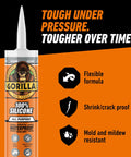 Gorilla 100% Silicone Sealant, all-purpose, 10 oz cartridge, clear