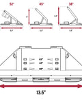 Crown Molding Cuts Made Super Easy With This Solid Miter Saw Jig for 38, 45, and 52-degree angle cuts shown in diagram.