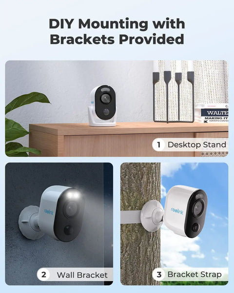 DIY mounting options for Outdoor Security Camera With Solar Panel No Hub Needed 2K Resolution Battery Powered Wireless Color