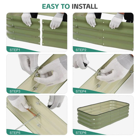 Assembly steps for Three In One Galvanized Raised Garden Bed Kit, 4 By 2 By 1 Feet, Two Pack Modular Planter Box, Green