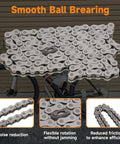 415 Chain 110L Links Beefed Up Heavy Duty Dirt Bike Chain For 2 Stroke Engines with master link displayed on bicycle
