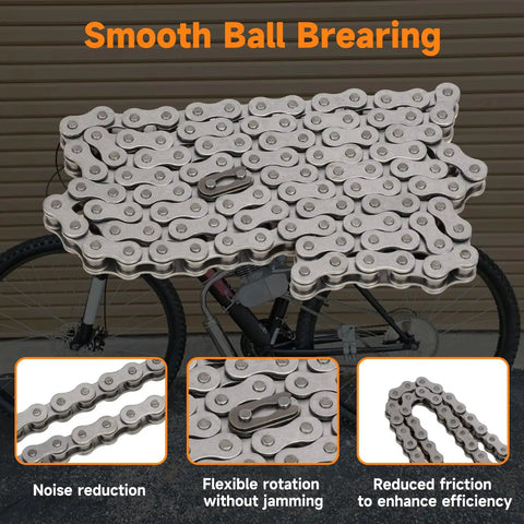 415 Chain 110L Links Beefed Up Heavy Duty Dirt Bike Chain For 2 Stroke Engines with master link displayed on bicycle