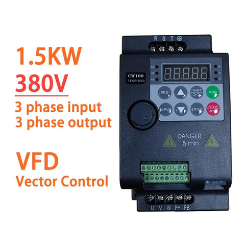 Budget Friendly VFD Variable Frequency Drive Inverter 1.5KW/2.2KW 1/2/3HP 380V With Speed Vector Control, Compact Motor Controller For Precise, Smooth Speed Adjustments, 1.5KW 380V 3 phase input/output