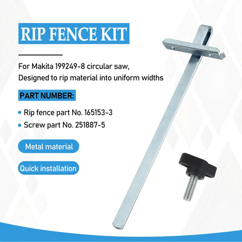 Rip Fence Kit For Circular Saw Offering Straight Shooting Guide Alignment No Drama Setup; metal parts and screw for Makita 199249-8.