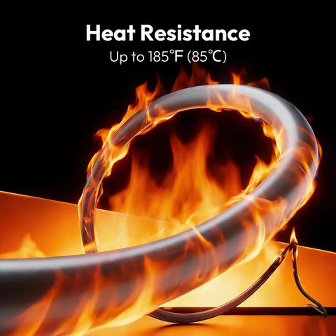 Solar Extension Cable 10 AWG 20ft With MC4 Connector and 8ft With OT Connector showing heat resistance up to 185°F.