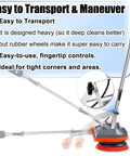 Heavy Duty Orbital Floor Scrubber And Buffer Kit With Commercial Grade Pads And Brushes, focus on wheeled base and handle