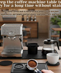 9 Piece Espresso Knock Box Kit With Oversized Silicone Coffee Mat And Tamping Mat For Home Barista Setup on counter