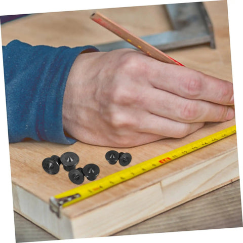 Badass Eight Piece Carbon Steel Dowel Transfer Pin Kit For Woodworker Pros Who Want To Nail Center Marking Exactly And Align Boards Perfectly For Rock Solid Joints Using Plated Steel Centers To Drill Matching Holes Fast On Any Diy Project, black pins on wood