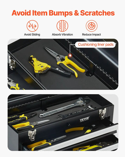 Rock Solid Portable Metal Tool Box With Four Deep Rollout Drawers And Smooth Ball Bearing Slides Secured By A Heavy Duty Lock For Pickup Truck Storage And Weekend Wrenching Projects