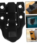 Close-up of Retro Duckbilled Hasp Latch Set For Tool Boxes And Jewelry Boxes Metal Toggle Lock Hardware Kit installed on box
