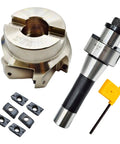 R8 Face Mill Cutter Set 80mm With BAP400R Arbor And APMT1604 Carbide Inserts 6 Flutes Cutter 27mm Bore Includes FMB22 Arbor T15 Wrench