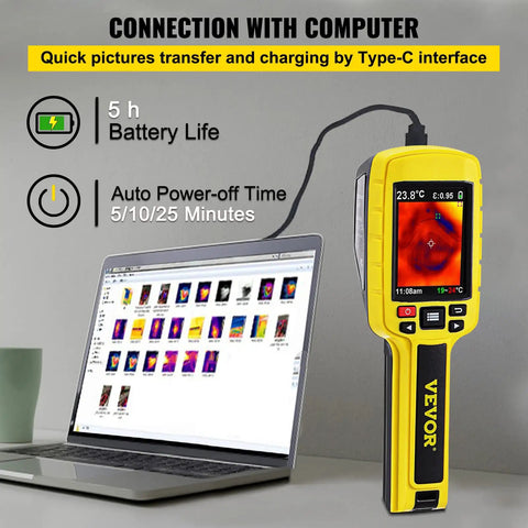 Pro Grade Thermal Imaging Camera 60x60 Infrared Resolution 3600 Pixels With 2.8 Inch Color Display connected to laptop via USB
