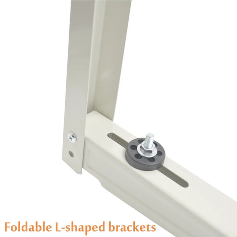 Universal Outdoor Wall Mount Bracket for Ductless Mini Split Air Conditioner Heat Pump Systems showing L-shaped foldable design.