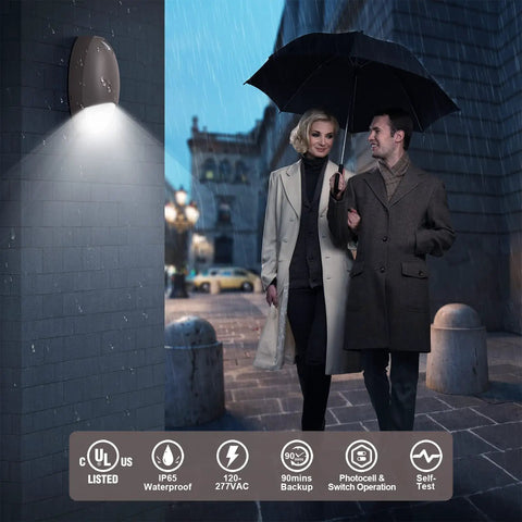 Outdoor LED Emergency Light With Battery Backup Photocell Sensor Self Test Diagnostics Aluminum Exterior waterproof