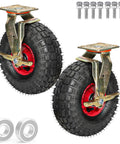 Heavy Duty Swivel Castor Wheels With Brake Trolley Replacement Caster Featuring Natural Rubber Pneumatic Tire for maneuverability.