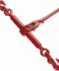 Ratchet Forged Load Binder Heavy Duty 7,100 Lb WLL With 14 Inch Handle Three Eighth Inch Trade Alloy Steel Painted Red for rigging.