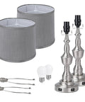 Table Lamps For Living Room Set Of 2 With 3-Way Dimmable Touch Control, Dual USB Ports, Gray Fabric Shade Nightstand Lamps parts